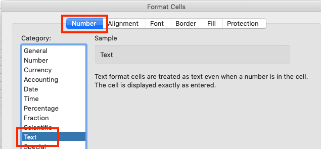 Creating Barcodes in Excel Change Column to Text