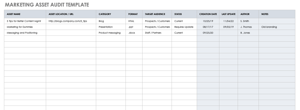 Marketing Asset Audit Template