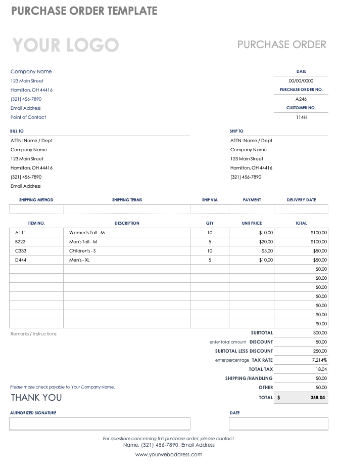 Purchase Order Template