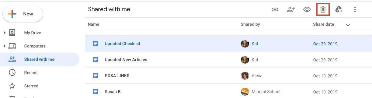 Google Drive Delete Shared File
