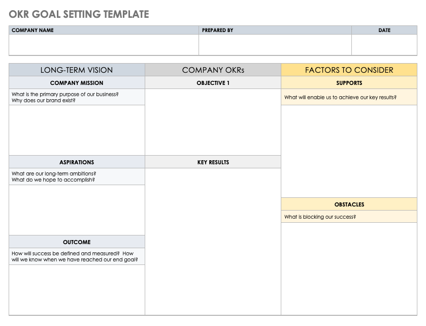 OKR Goal Setting Template