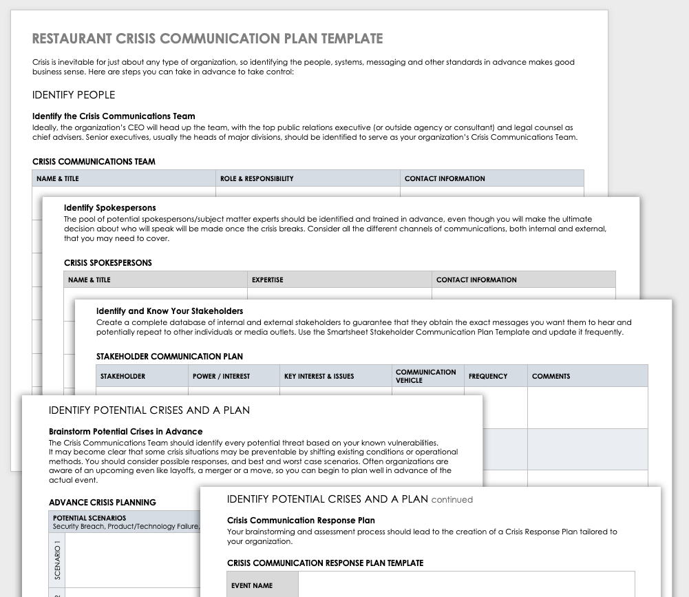 Restaurant Crisis Communication Plan Template