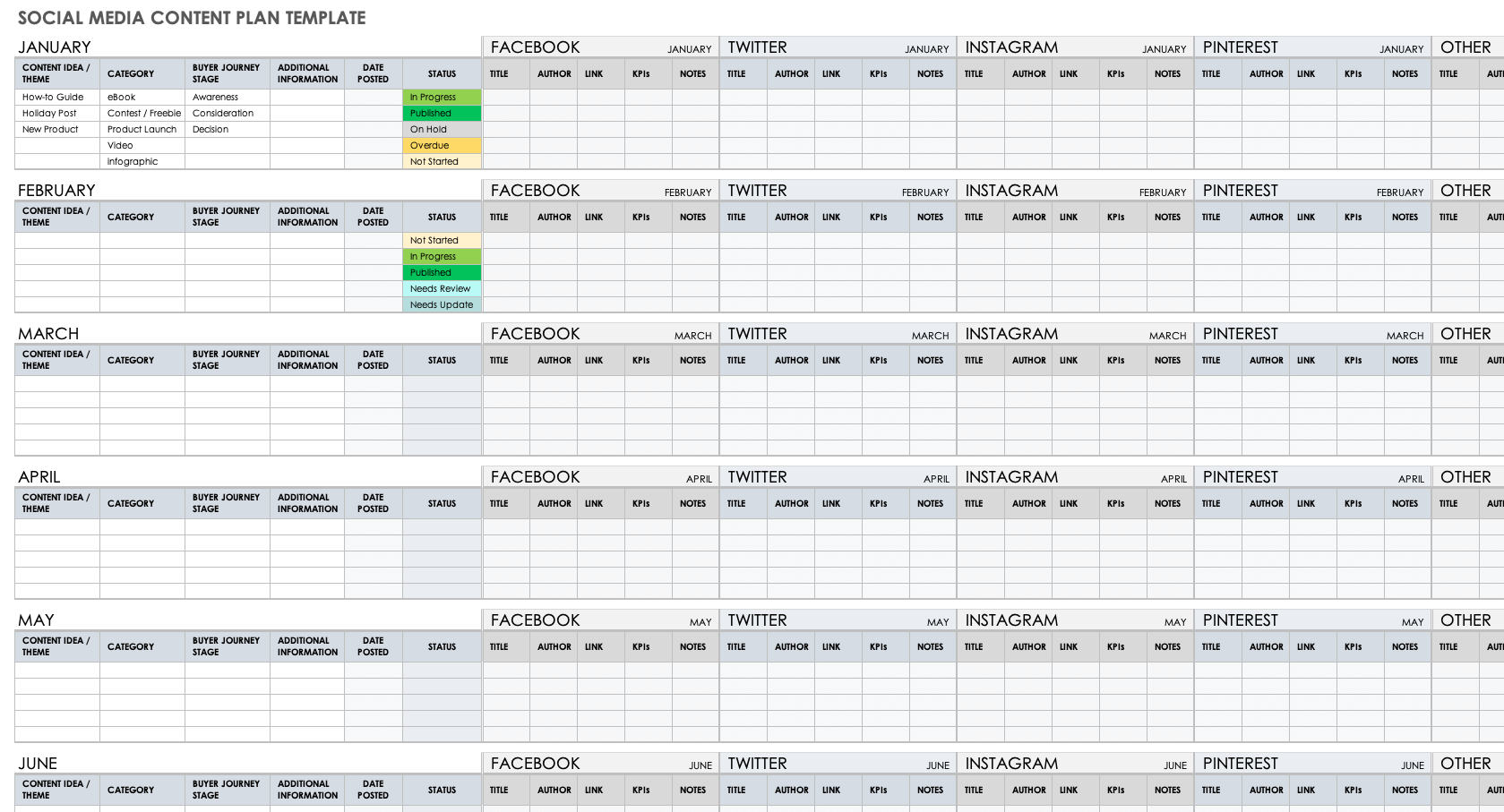 Social Media Content Plan Template