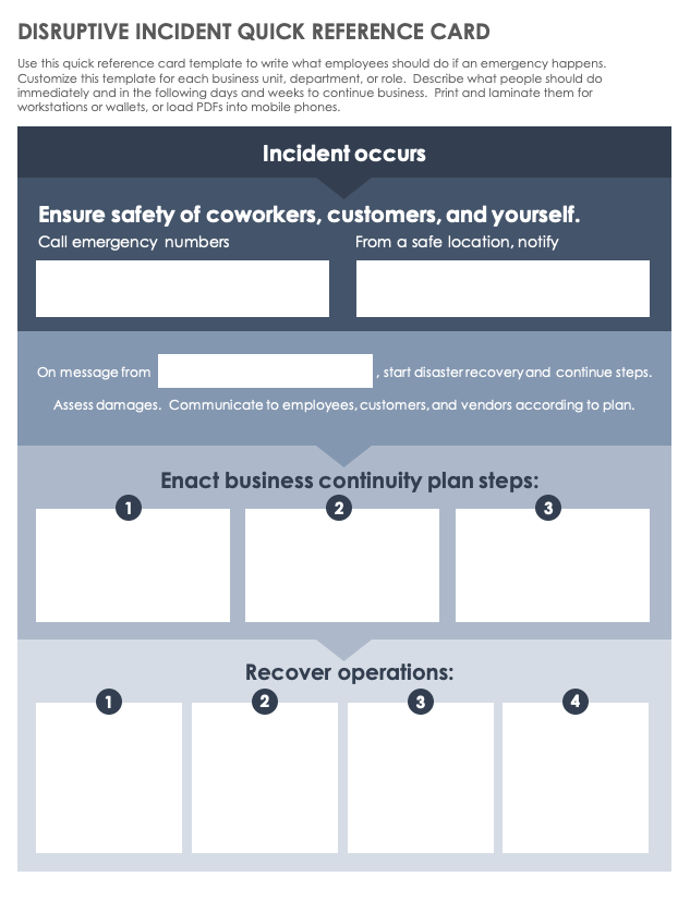 Disruptive Incident Quick Reference Cad Template