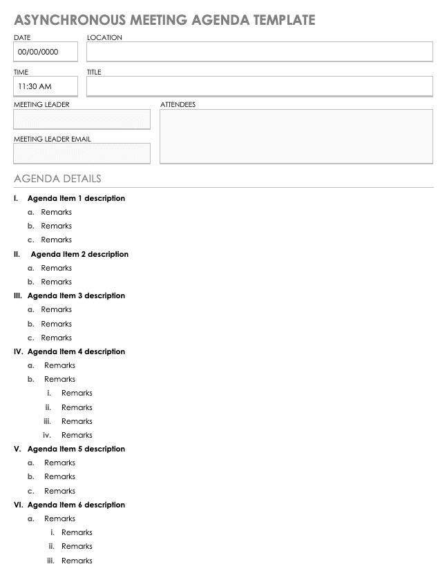 Asynchronous Meeting Agenda Template