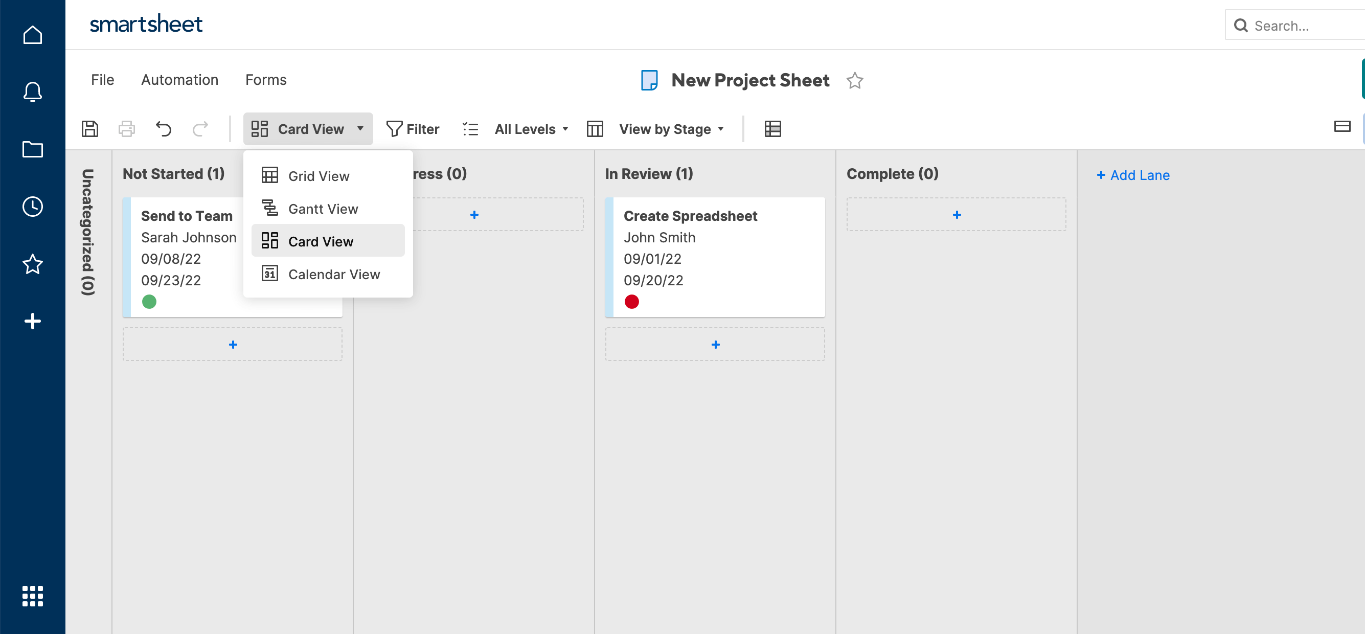 Card View Smartsheet