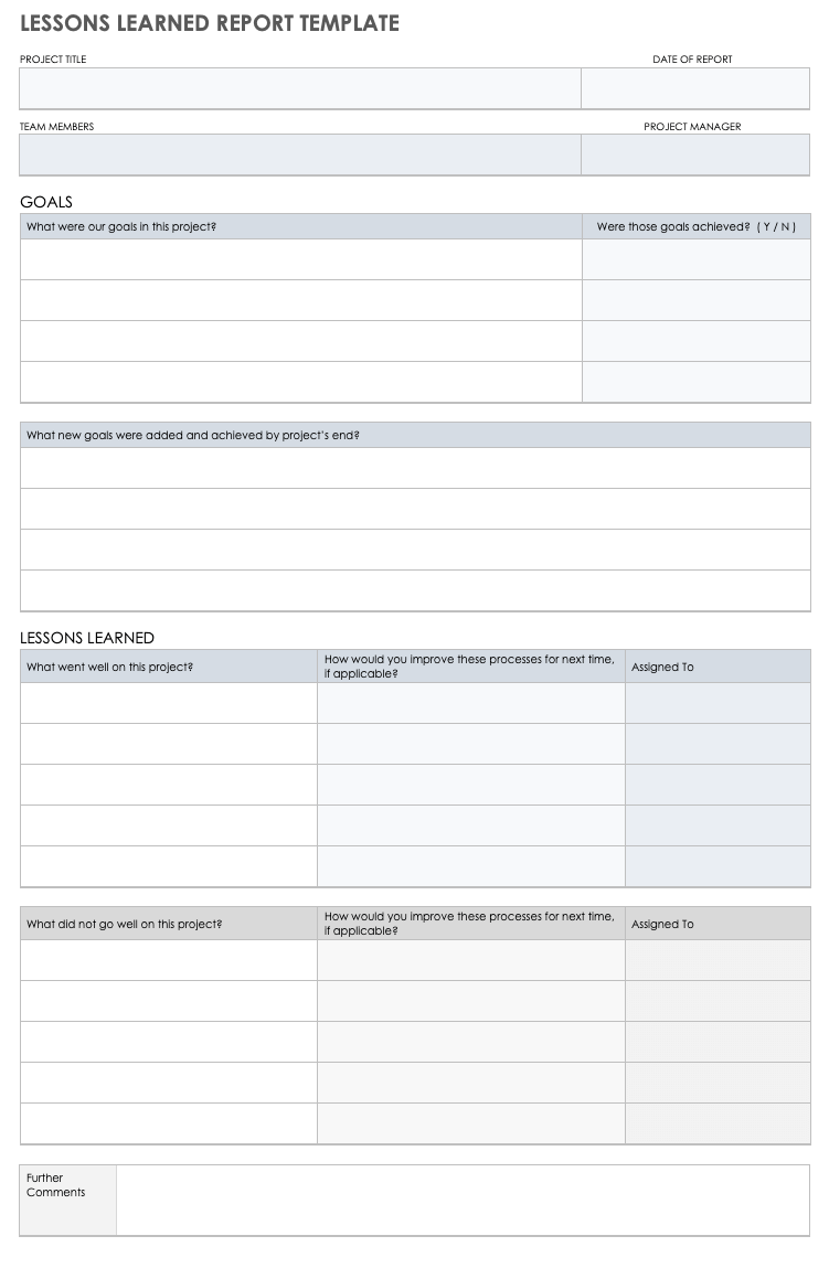 Lessons Learned Report Template