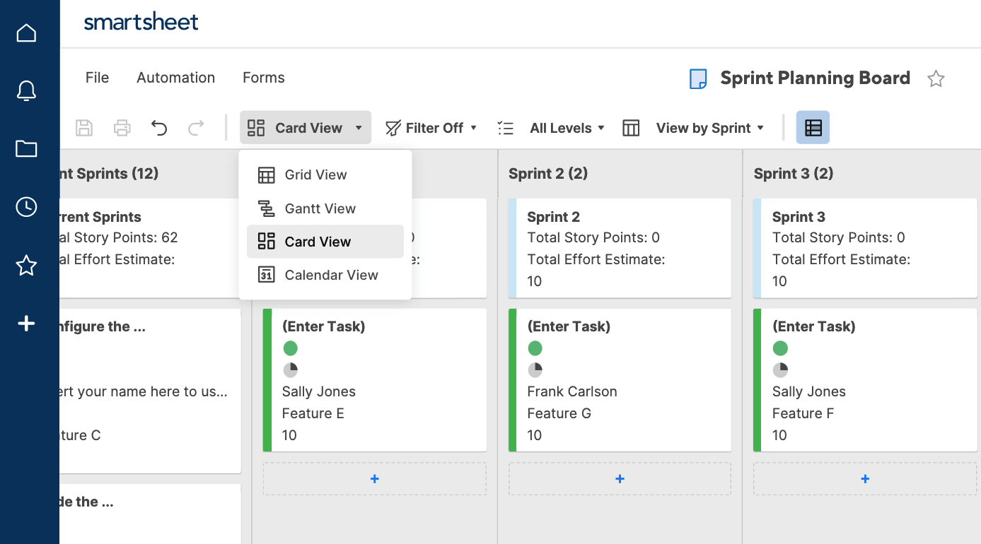 Change views in Smartsheet