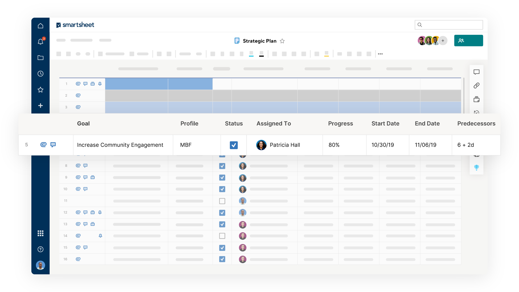 Smartsheet Strategic Plan product screen