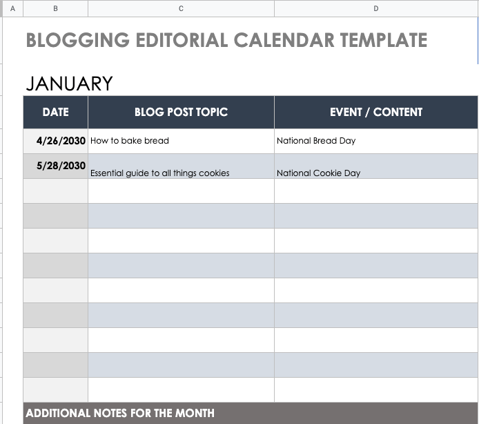 Blogging Calendar Add Big Picture Details