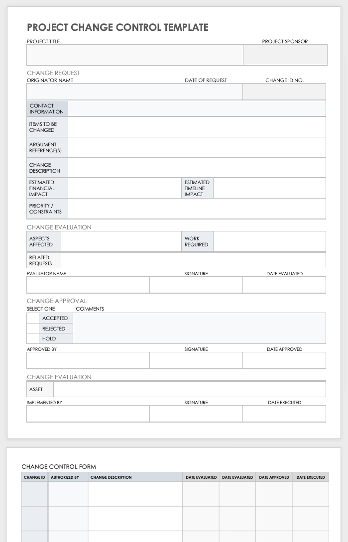 Project Change Control Template