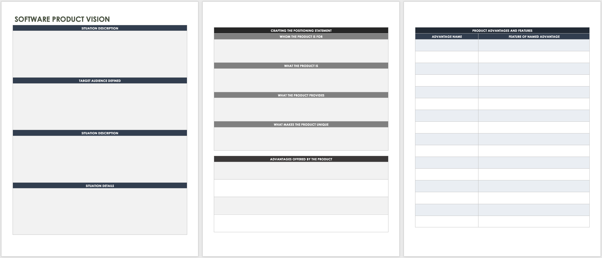 Software Product Vision Template