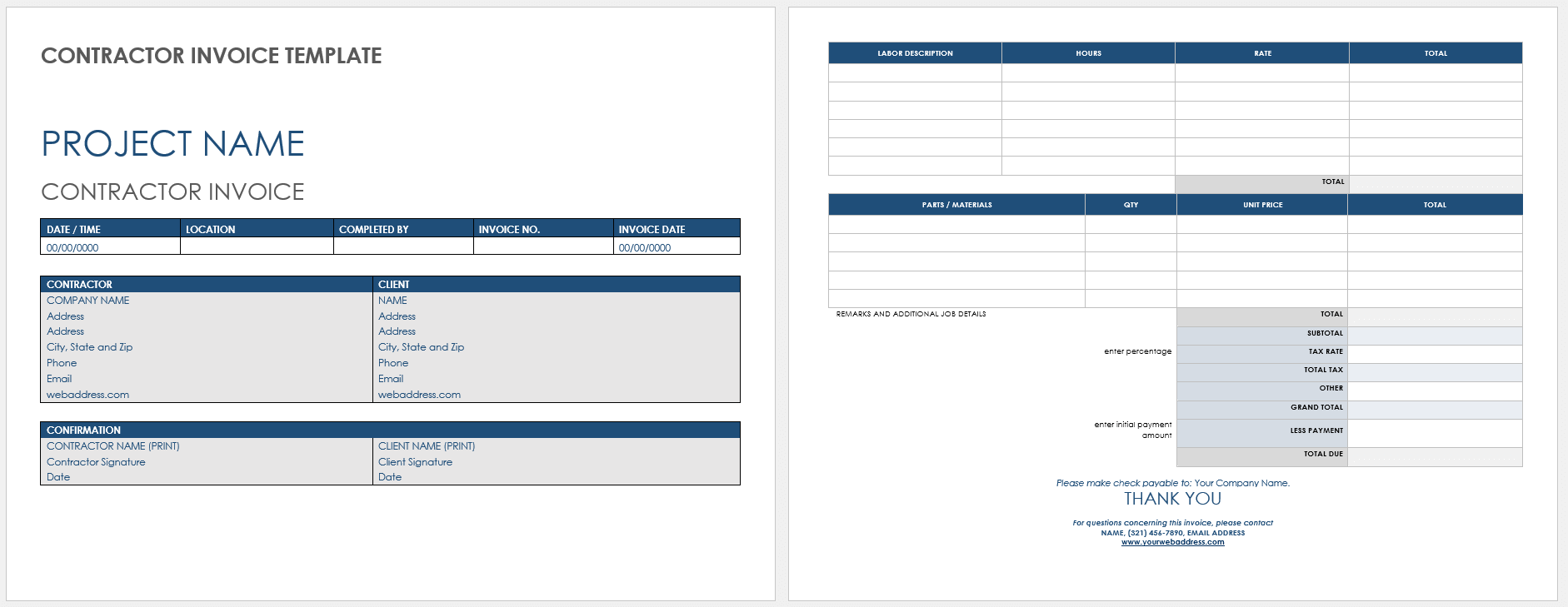 Contractor Invoice Template