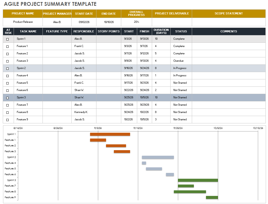 Agile Project Summary Template