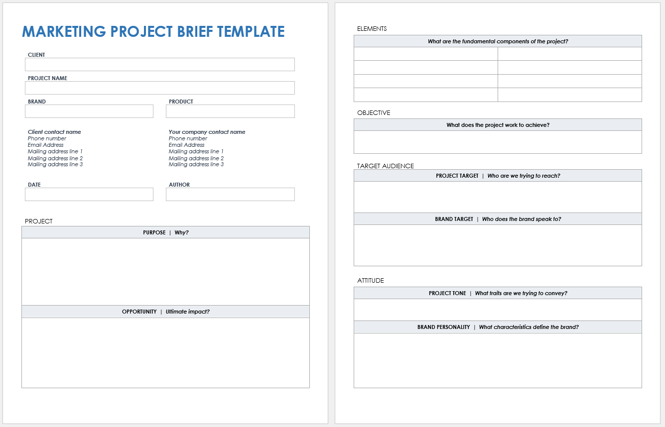 Marketing Project Brief Template