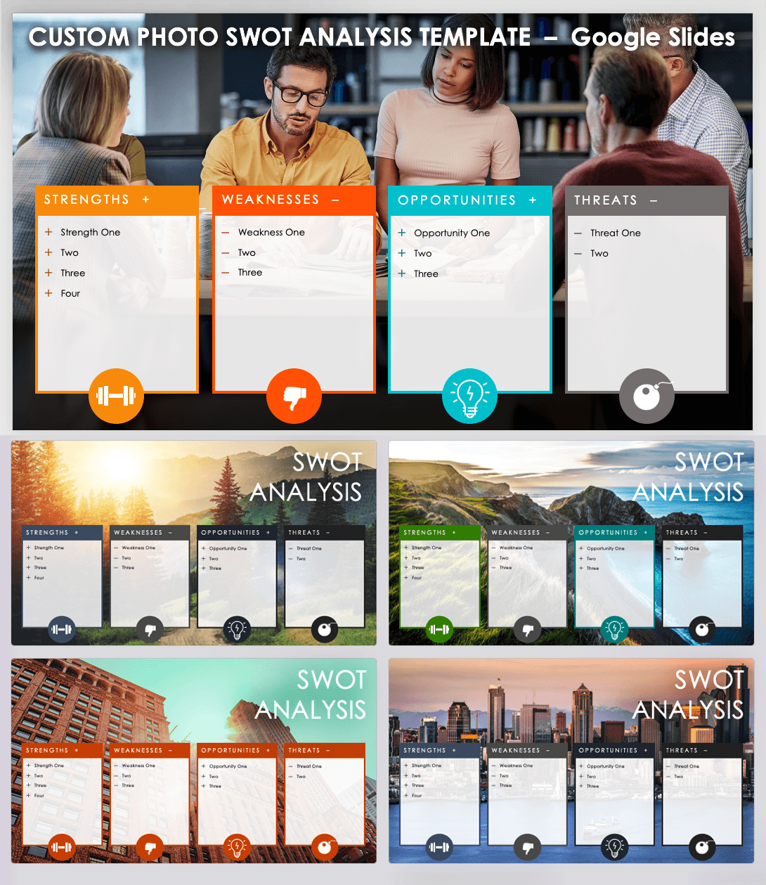 Custom Photo SWOT Analysis Template Google Slides