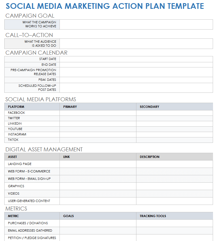 Social Media Marketing Action Plan Template