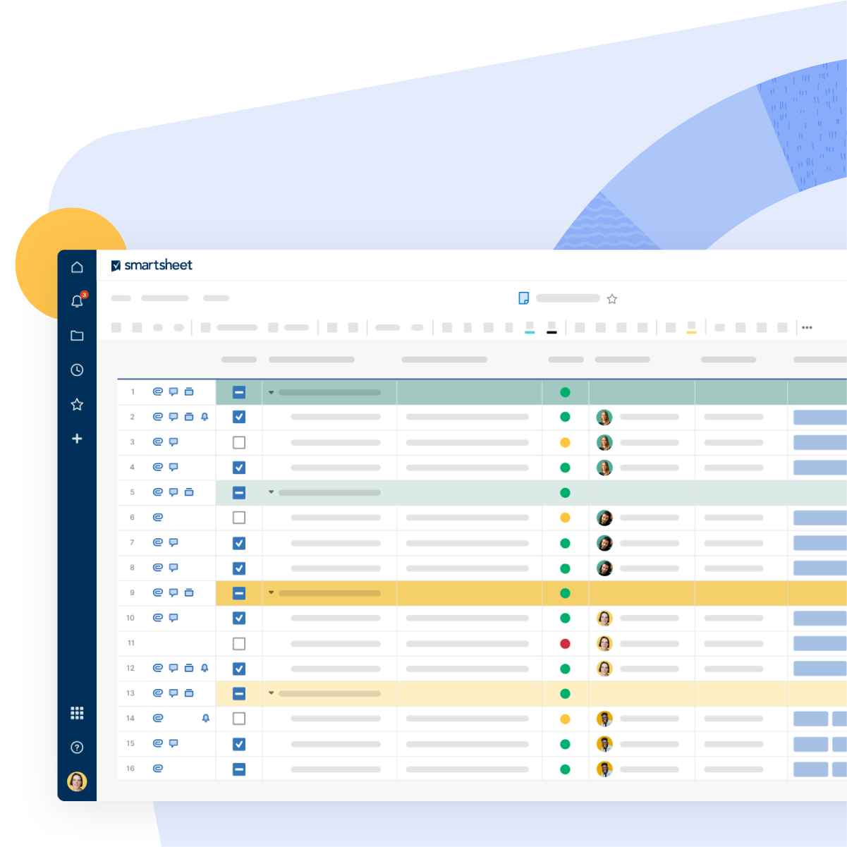 Spreadsheet example with blue background