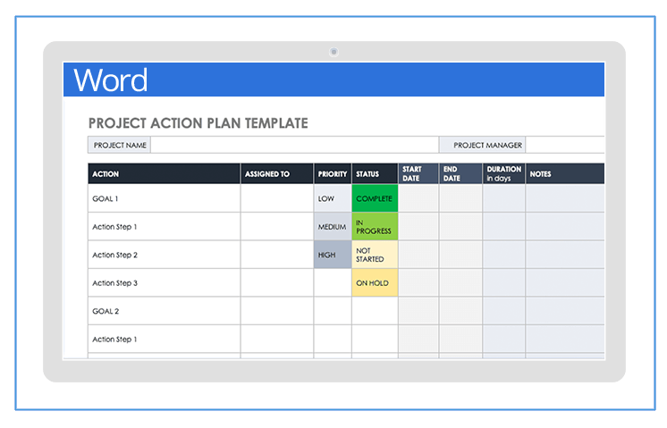 Project Action Plan Word Template