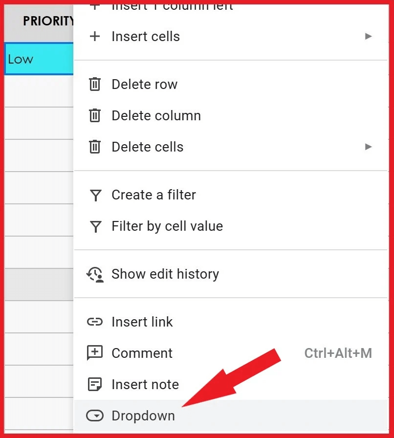 Create Project Checklist in Google Sheets Dropdown