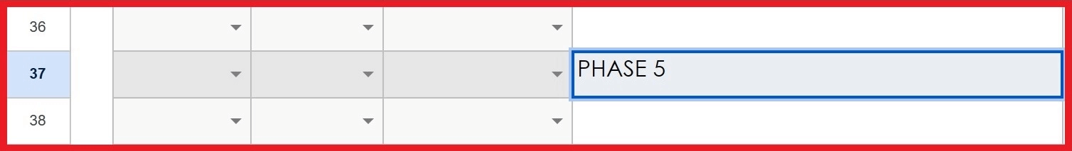 Create Project Checklist in Google Sheets Phase 5