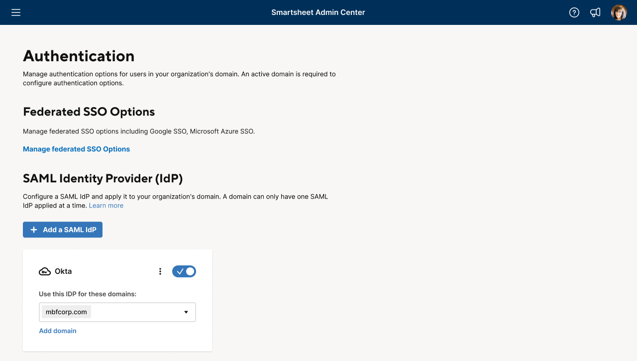 SAML-based Single Sign-On (SSO)