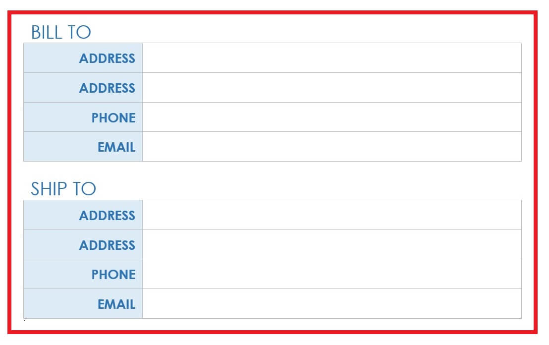 Enter Billing and Shipping Info How To Microsoft Word Purchase Order