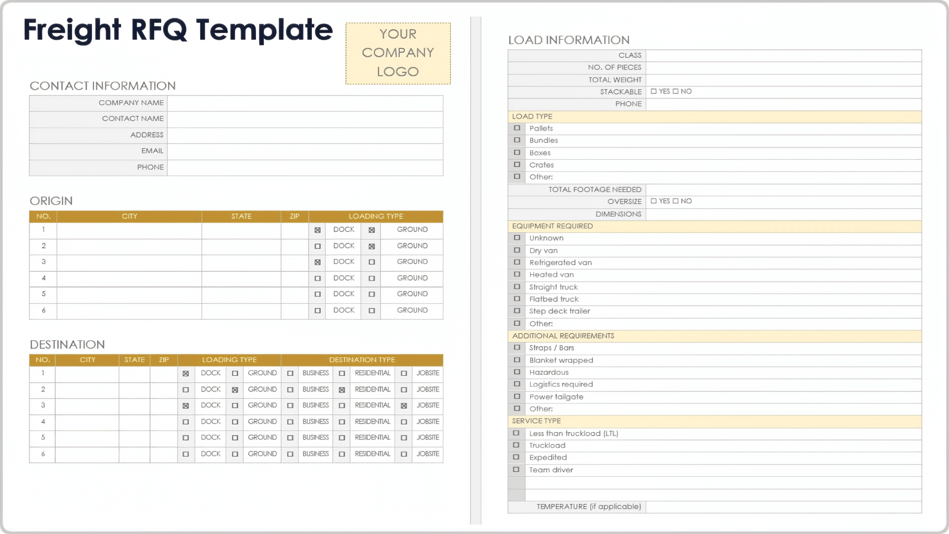 Freight RFQ Template