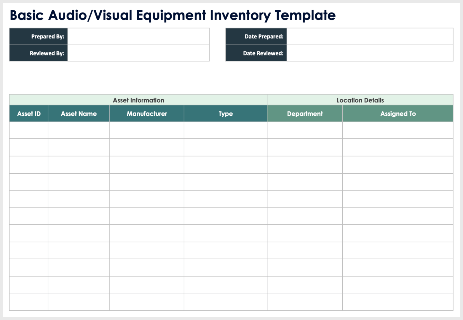 Basic Audio Visual Equipment Inventory Template