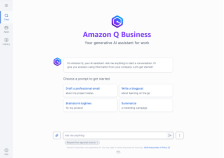 Amazon Q Business screen