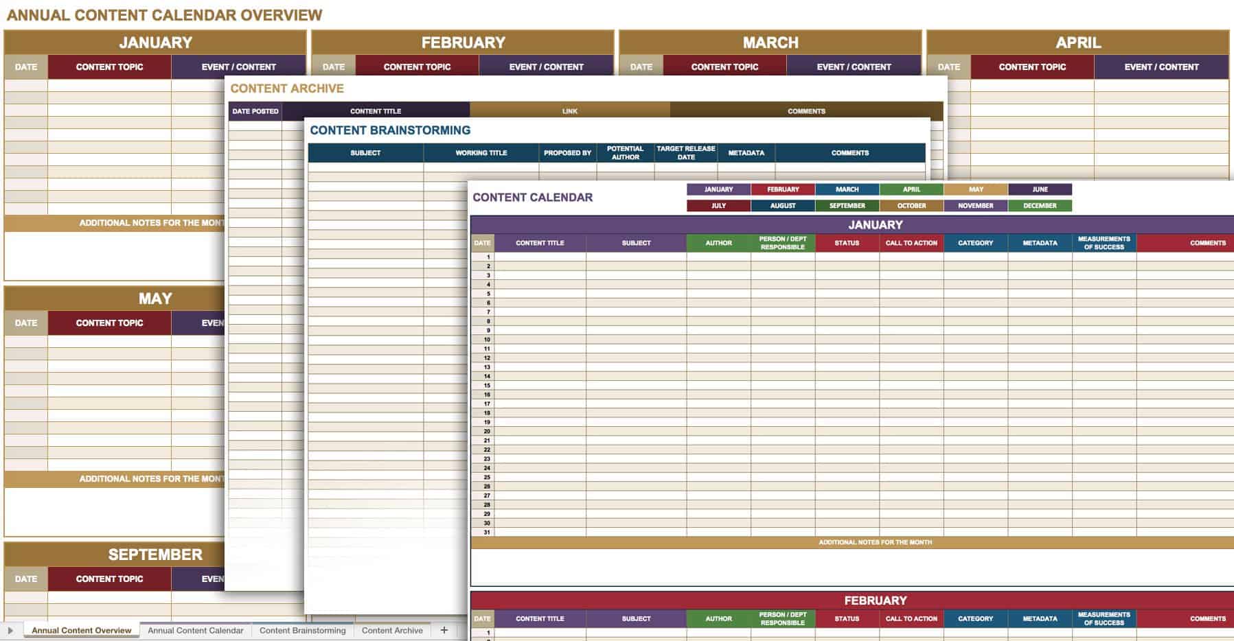 Annual Content Calendar Template