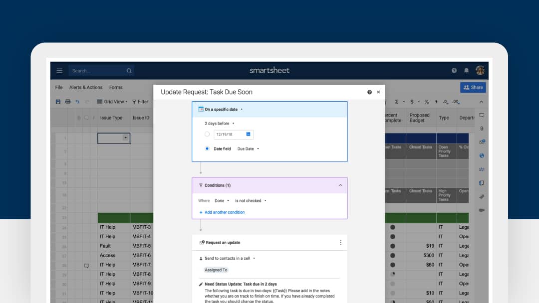 two days before trigger in smartsheet