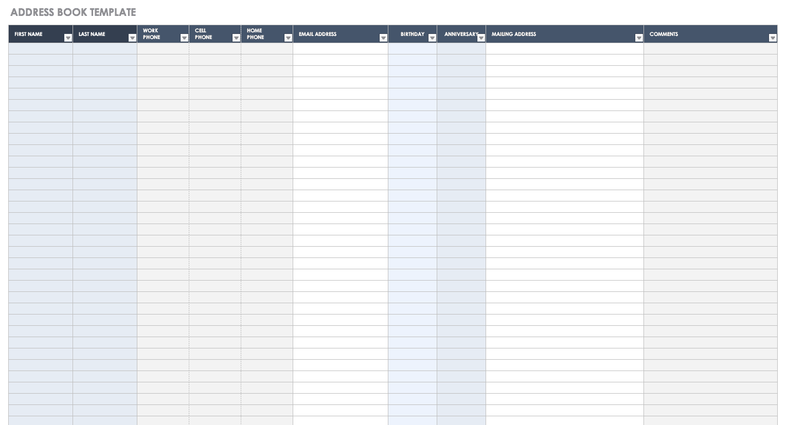 Address Book Template