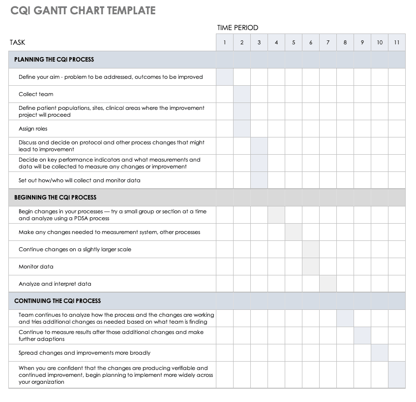 CQI Gantt Chart Template