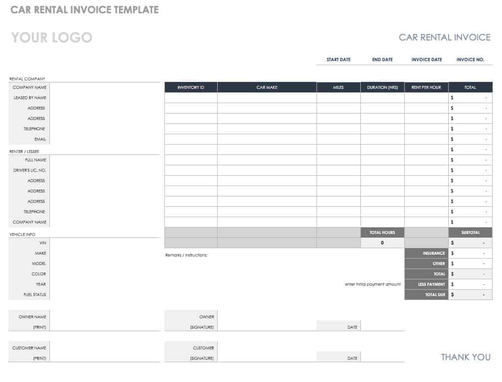 CAr Rental Invoice Template