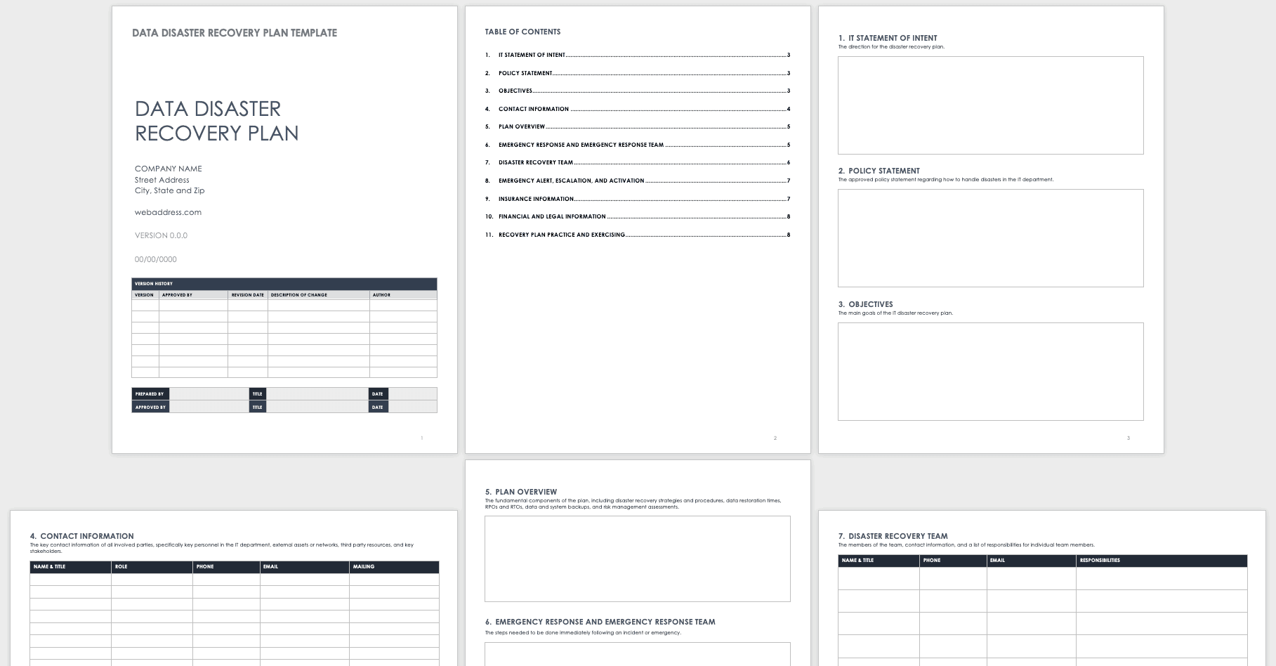 Data Disaster Recovery Plan Template