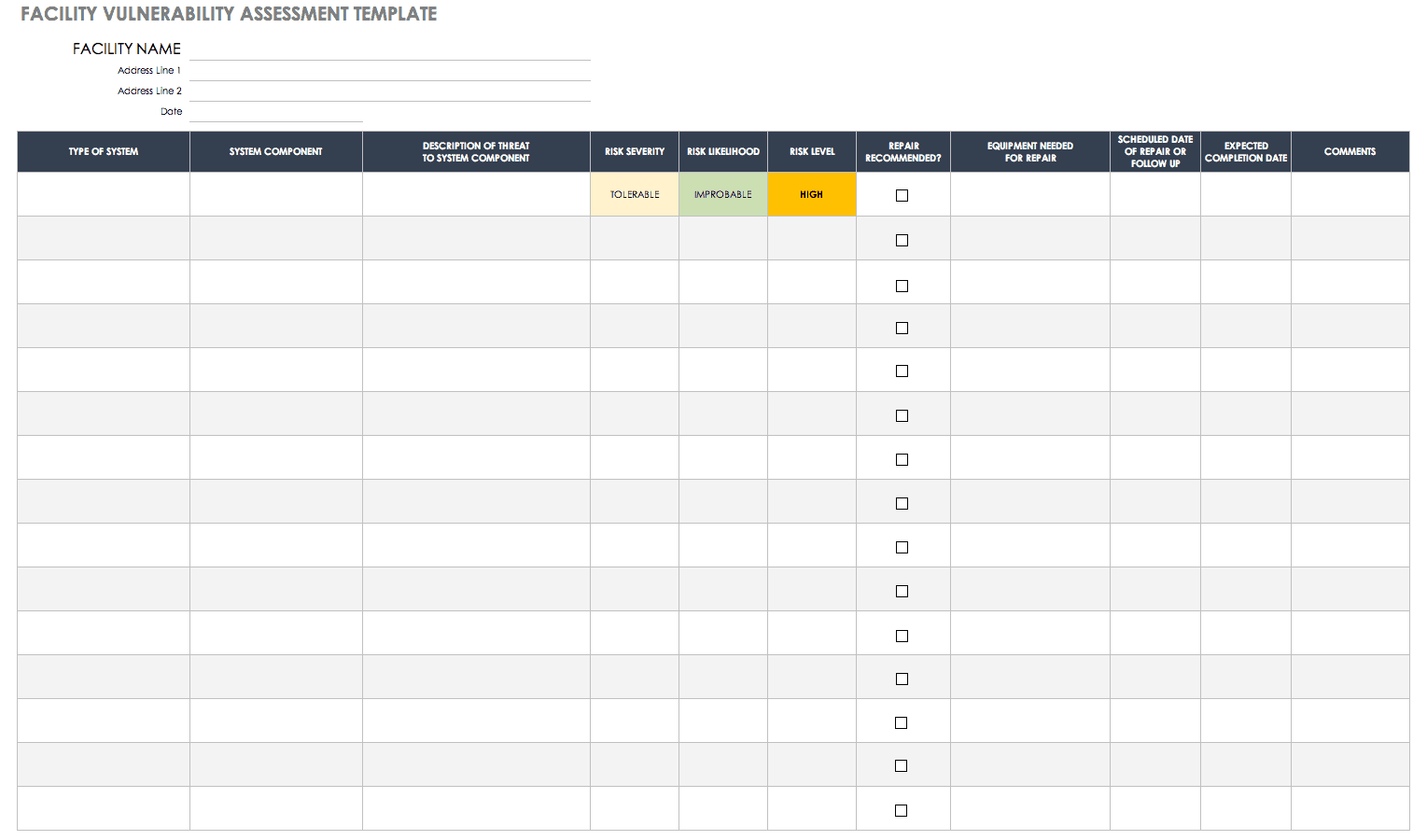 Facility Vulnerability Assessment Template