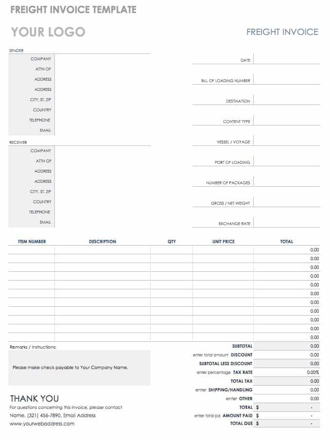 Freight Invoice Template