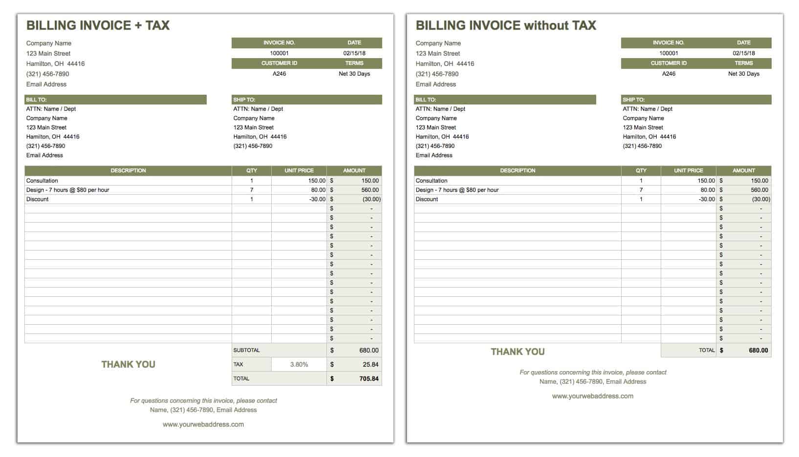 Billing Invoice Template