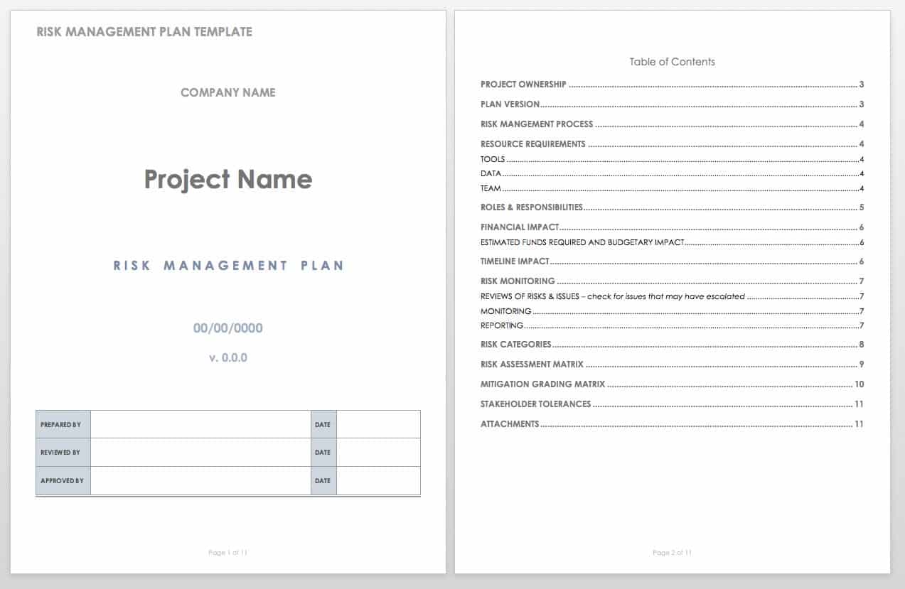 Risk management plan template