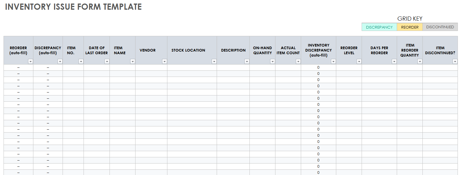 Inventory Issue Form Template