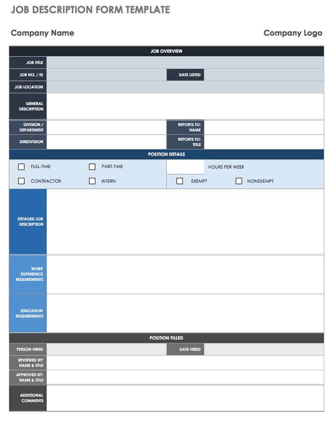 Job Description Form Template