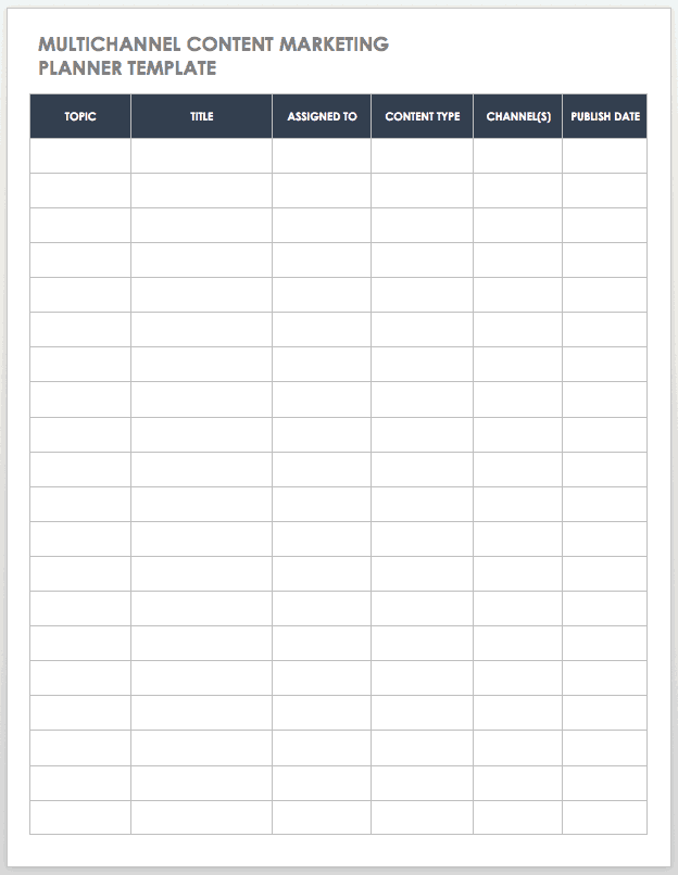 Multichannel Content Marketing Planner Template