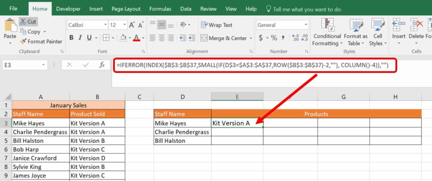 Multiple values Vlookup formula