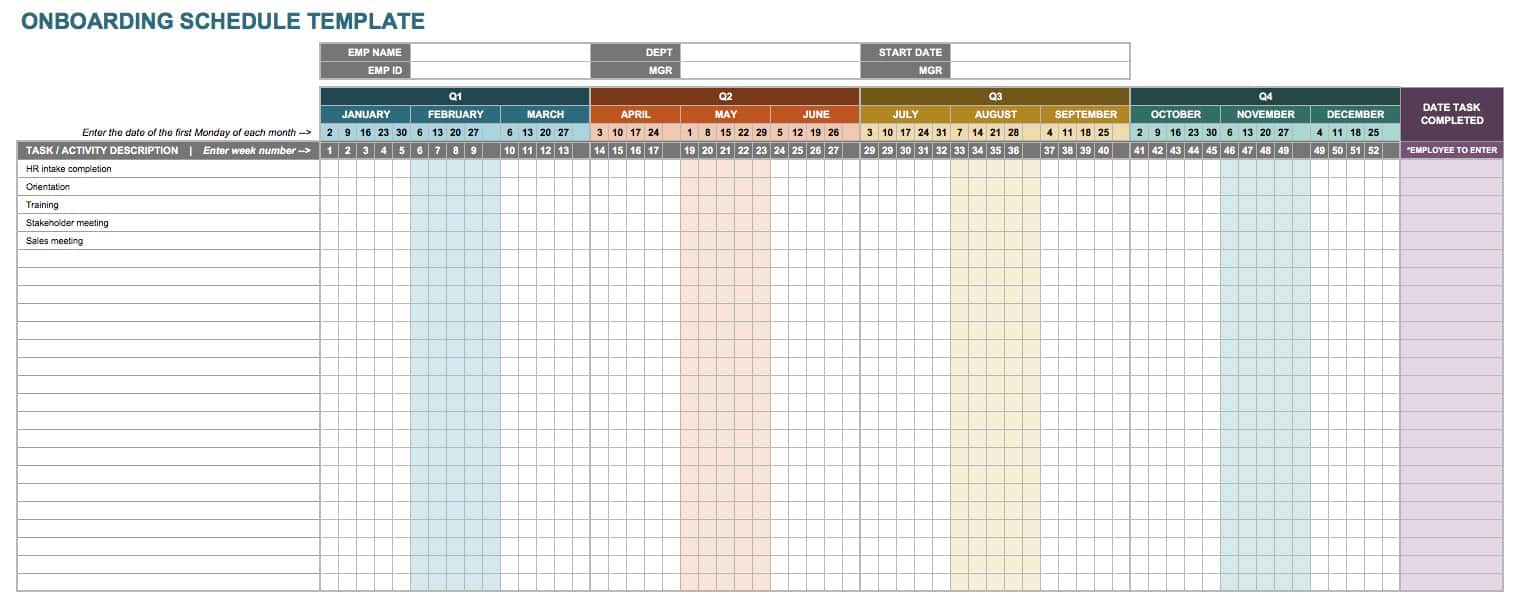 Onboarding Schedule Template