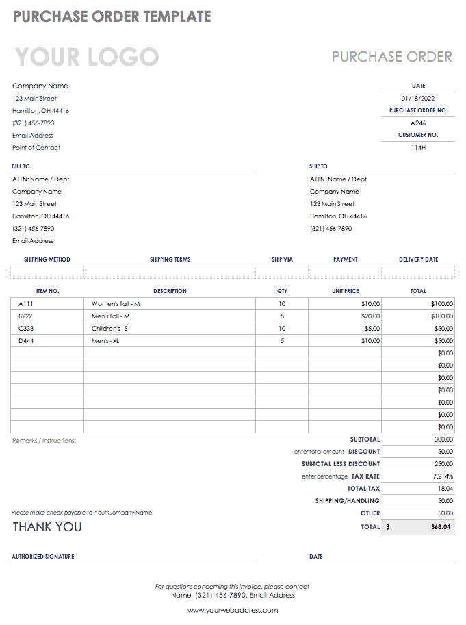 Purchase Order Template