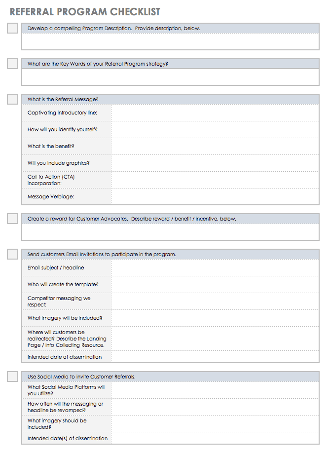 Referral Program Checklist Template