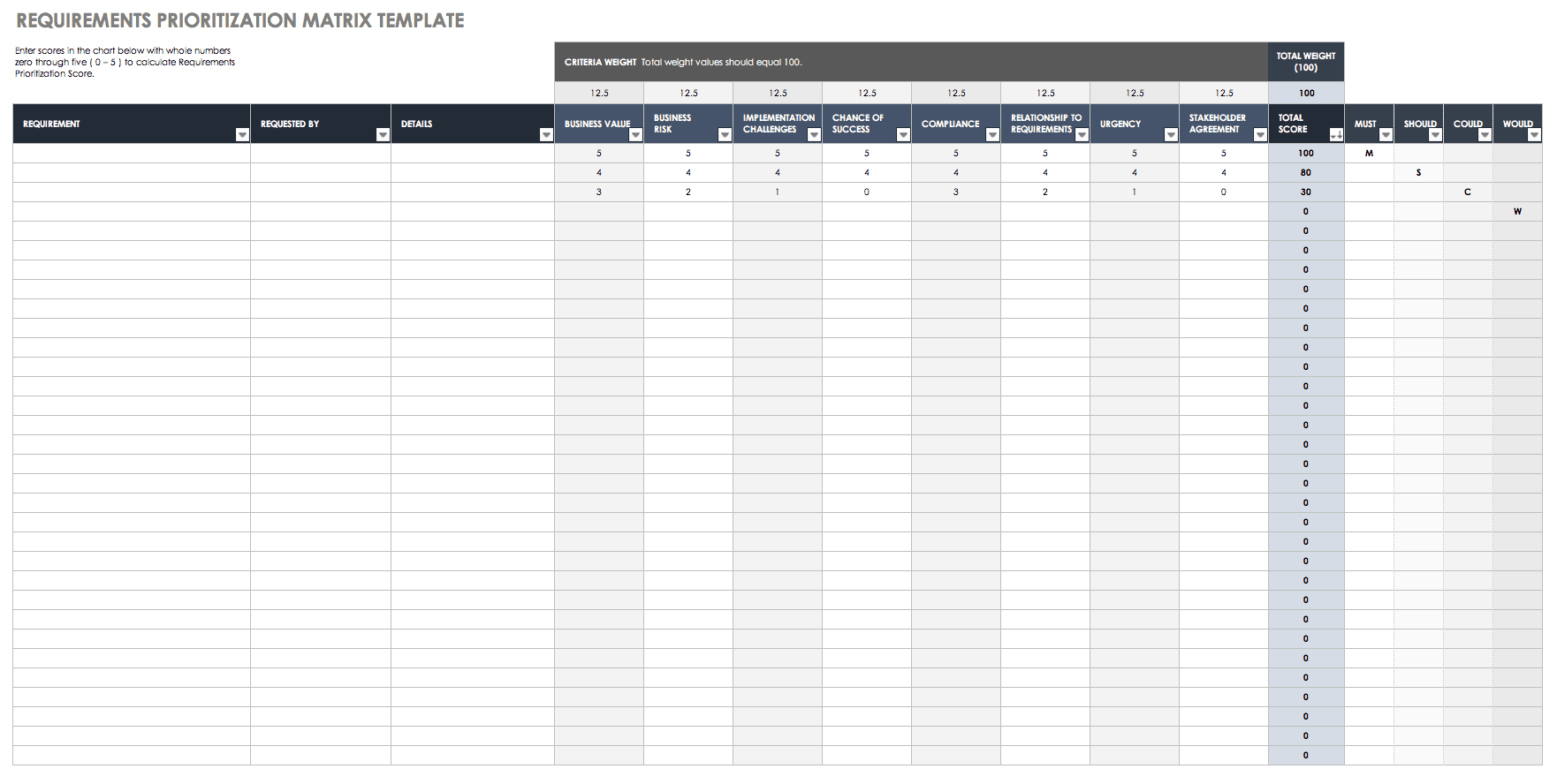 Requirements Prioritization Matrix Template