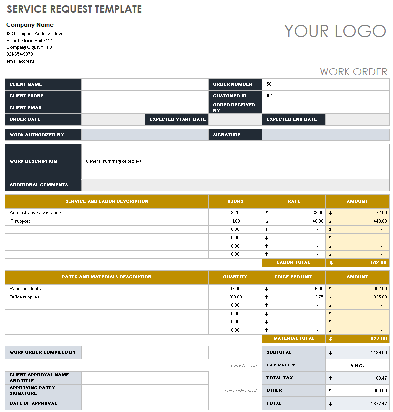 Service Request Template