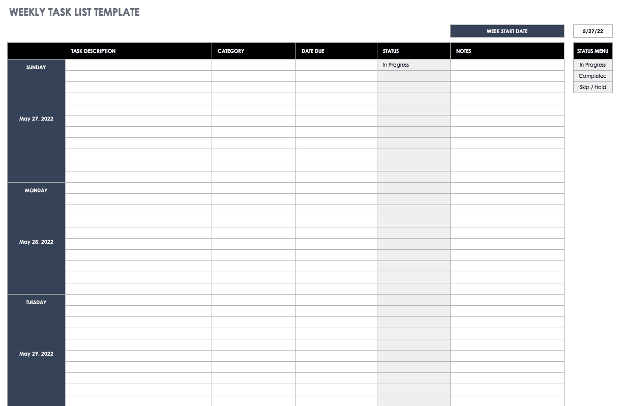 Weekly Task List